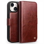 Funda Clásica de Cuero Qialino para iPhone 15 Plus - Estilo Cartera