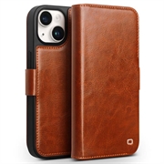 Funda Clásica de Cuero Qialino para iPhone 15 Plus - Estilo Cartera