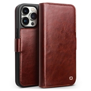 Funda Clásica de Cuero Qialino para iPhone 15 Pro - Estilo Cartera