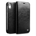 Funda Clásica de Cuero Qialino para iPhone XR - Estilo Cartera - Negro