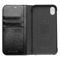 Funda Clásica de Cuero Qialino para iPhone XR - Estilo Cartera - Negro