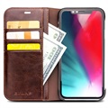 Funda Clásica de Cuero Qialino para iPhone XR - Estilo Cartera - Marrón