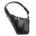 Qialino cuero genuino Crossbody bolsa de pecho - Negro