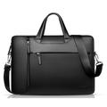 Qialino Bolsa para portátil de piel auténtica - 13" - Negro