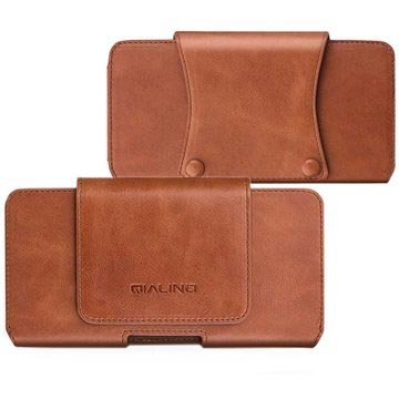 Funda de Cuero Horizontal con Clip de Cinturón Qialino para  iPhone 7 Plus / 8 Plus - Marrón