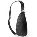 Qialino Premium Bolso bandolera/de cintura de cuero - Negro