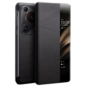 Funda de Cuero con Tapa Qialino Smart View para Huawei Pura 70 Ultra - Clásico - Negro