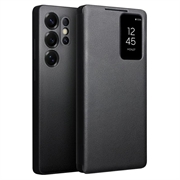 Funda de Cuero con Tapa Qialino Smart View para Samsung Galaxy S25 Ultra - Negro