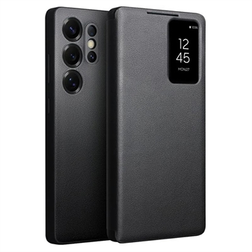 Funda de Cuero con Tapa Qialino Smart View para Samsung Galaxy S25 Ultra - Negro