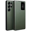 Funda de Cuero con Tapa Qialino Smart View para Samsung Galaxy S25 Ultra - Verde
