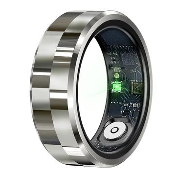 R9 Premium Anillo Inteligente de Acero Inoxidable con Estuche Cargador - Tamaño: 11/20.6mm