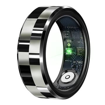 R9 Premium Anillo Inteligente de Acero Inoxidable con Funda de Carga - Tamaño: 8/18.1mm