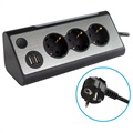 Goobay AC Multi Socket Power Extension Cable - 1.5m - Black