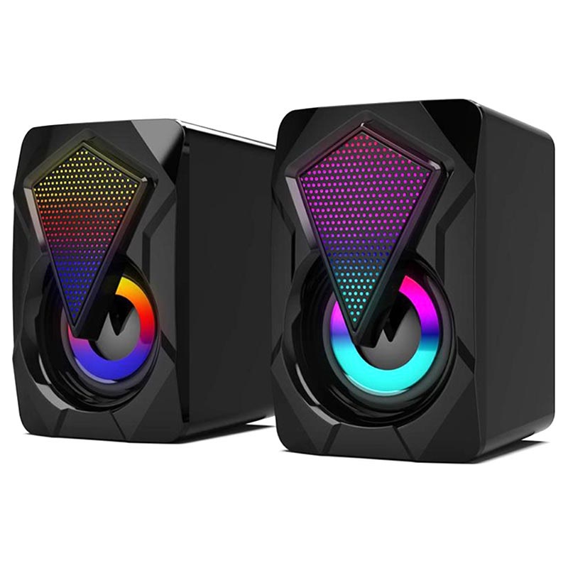 ALTAVOCES ESTÉREO USB 2.0 CON LUCES LED PC GAMING RGB ALTAVOZ TV MP3 A5005