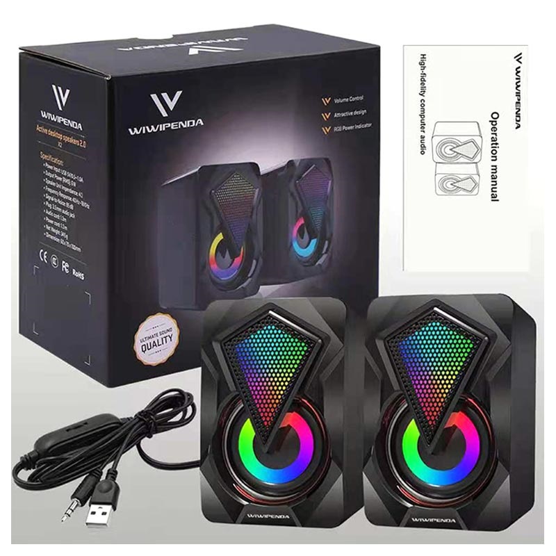 Juego De 2 Altavoces Pc 2.0 2X3W Usb Negro/Gris