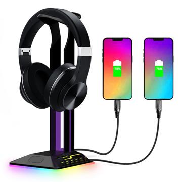 Soporte para Auriculares 2-en-1 / Hub USB con RGB RGBD8 - Negro