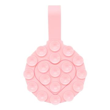 RK-X18/19 Soporte de silicona con ventosa en forma de corazón - Doble cara, desmontable - Rosa
