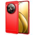 Carcasa de TPU Brushed para Realme 12 Pro/12 Pro+ - Fibra de Carbono - Rojo