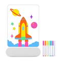 Tablero de dibujo LED recargable y borrable con 7 rotuladores de colores