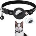 Collar reflectante para mascotas con AirTag y timbre - Gatos y perros pequeños - Negro