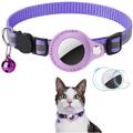 Collar reflectante para mascotas con AirTag y timbre - Gatos y perros pequeños - Morado