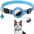 Collar reflectante para mascotas con AirTag y timbre - Gatos y perros pequeños - Azul cielo