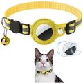 Collar reflectante para mascotas con AirTag y timbre - Gatos y perros pequeños - Amarillo