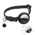 Collar reflectante para mascotas con timbre, funda de silicona y juego de láminas protectoras para AirTag - Negro