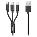Cable USB 3-en-1 Remax Gition - Lightning, Tipo-C, MicroUSB