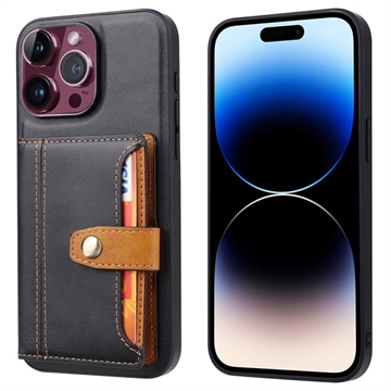 Funda con Cartera Retro Style para iPhone 15 Pro - Negro