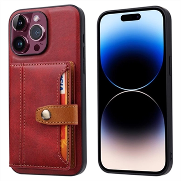 Funda con Cartera Retro Style para iPhone 15 Pro - Rojo