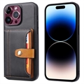 Funda con Cartera Retro Style para iPhone 15 Pro Max - Negro