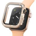 Carcasa Decorativa con Diamantes con Protector de Pantalla para Apple Watch SE (2022)/SE/6/5/4 - 40mm - Rosa Dorado