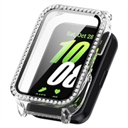 Carcasa Decorativa con Diamantes con Protector de Pantalla para Samsung Galaxy Fit3 - Blanco transparente
