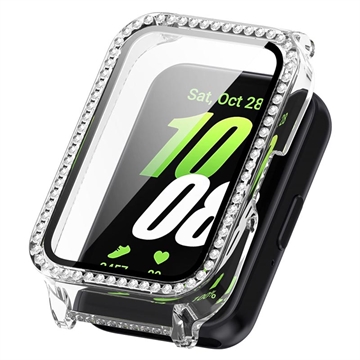 Carcasa Decorativa con Diamantes con Protector de Pantalla para Samsung Galaxy Fit3 - Blanco transparente
