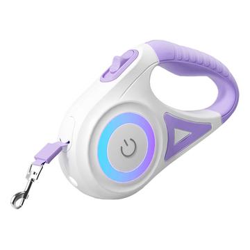 Rojeco Correa Automática para Perros con LED - 5m - Blanco / Púrpura