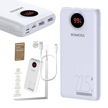 Romoss SW20PF Power Bank 20000mAh/22.5W - USB-C, 2xUSB-A - Blanco