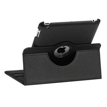 Funda de Cuero Rotativa para iPad 2, iPad 3, iPad 4 - Negro