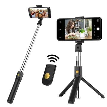 SELFIESHOW K07 Palo selfie Bluetooth 3 en 1, trípode y mando a distancia - Negro