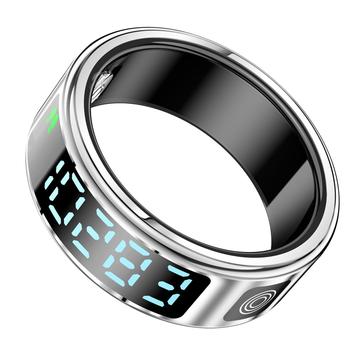 SR08 Anillo inteligente con pantalla digital - Tamaño: 18.2mm - Plata