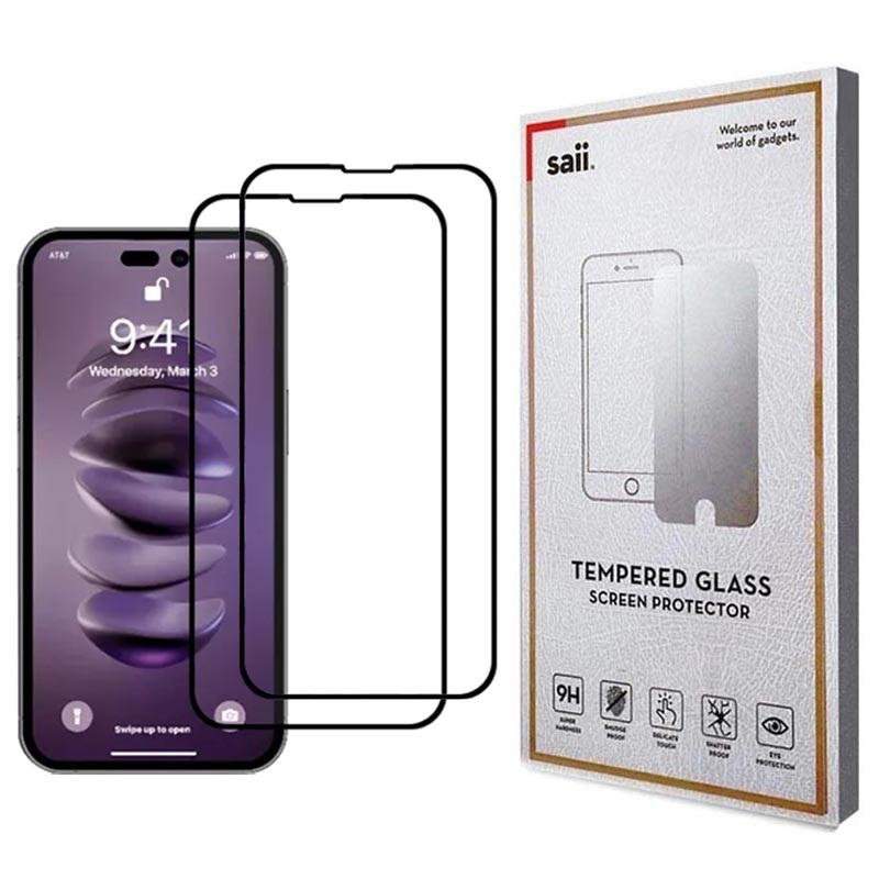 Protector de Pantalla - 9H - Saii 3D Premium para iPhone 14 Plus/13 Pro Max  - 2 Unidades