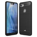 Carcasa de TPU Saii Brushed para Google Pixel 3 XL - Fibra de Carbono - Negro