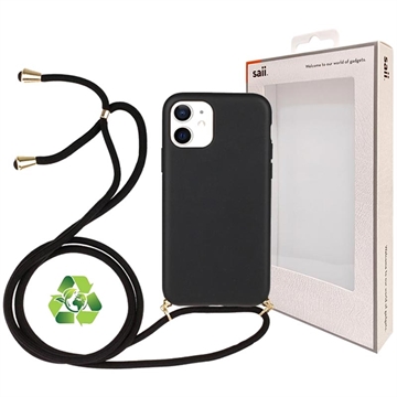 Carcasa Biodegradable Linea Eco Saii con Correa para iPhone 12 Mini - Negro