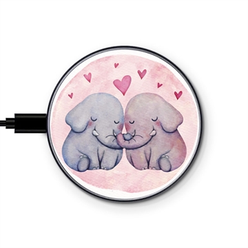Cargador Inalámbrico Rápido Universal Saii Premium - 15W - Elefantes Enamorados