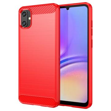 Carcasa de TPU Brushed para Samsung Galaxy A05 - Fibra de Carbono - Rojo