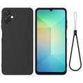 Samsung Galaxy A06 5G Funda de silicona líquida con correa de mano - Negro