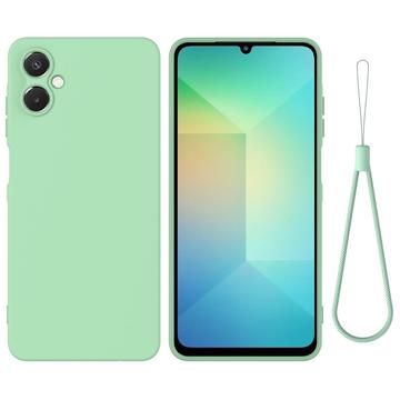 Samsung Galaxy A06 5G Funda de silicona líquida con correa de mano - Verde