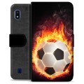 Funda Cartera Premium para Samsung Galaxy A10 - Pelota de Fútbol en Llamas