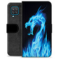 Funda Cartera Premium para Samsung Galaxy A12 - Dragón de Fuego Azul