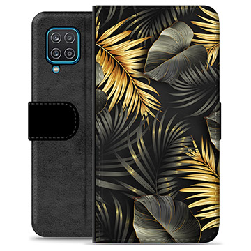 Funda Cartera Premium para Samsung Galaxy A12 - Hojas Doradas